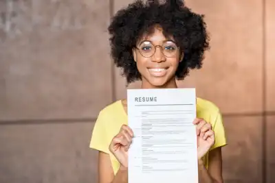 A student displays their resume